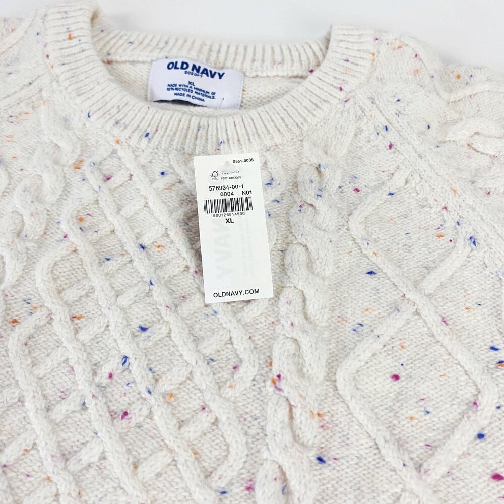 Chunky SOFT Cable Knit Sweater XL Rainbow Donegal Fall Winter COZY Cottage Cabin - Picture 3 of 12